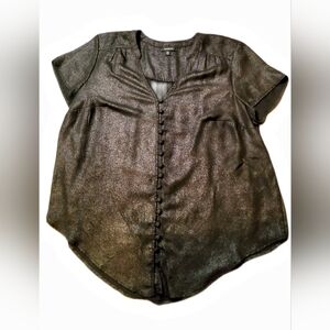 Torrid Shimmering Black Button-Front Blouse Size 00 like New